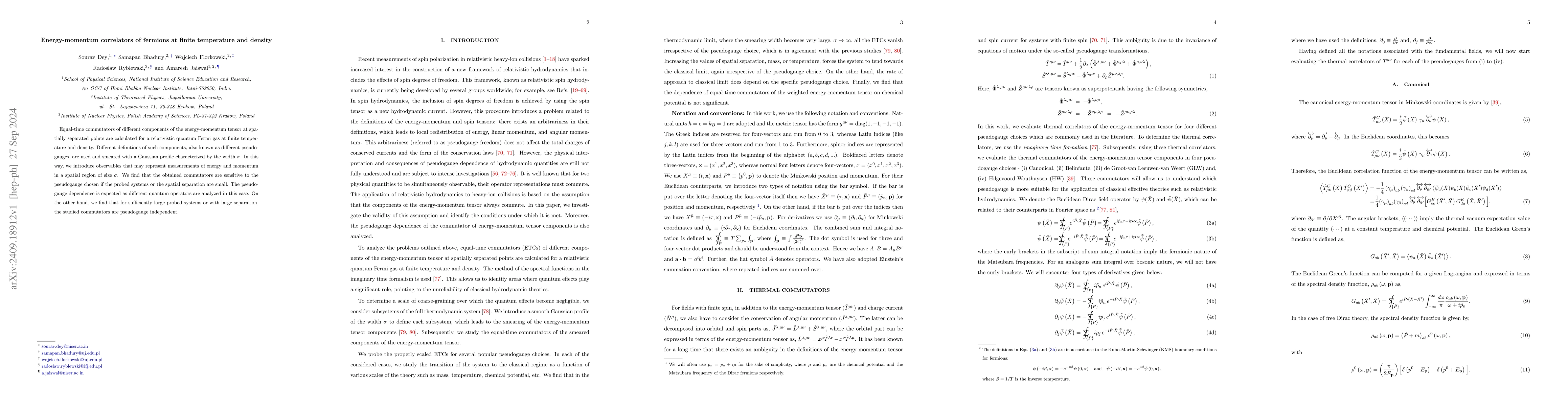 Thumbnail for Energy-momentum correlators of fermions at finite temperature and
  density