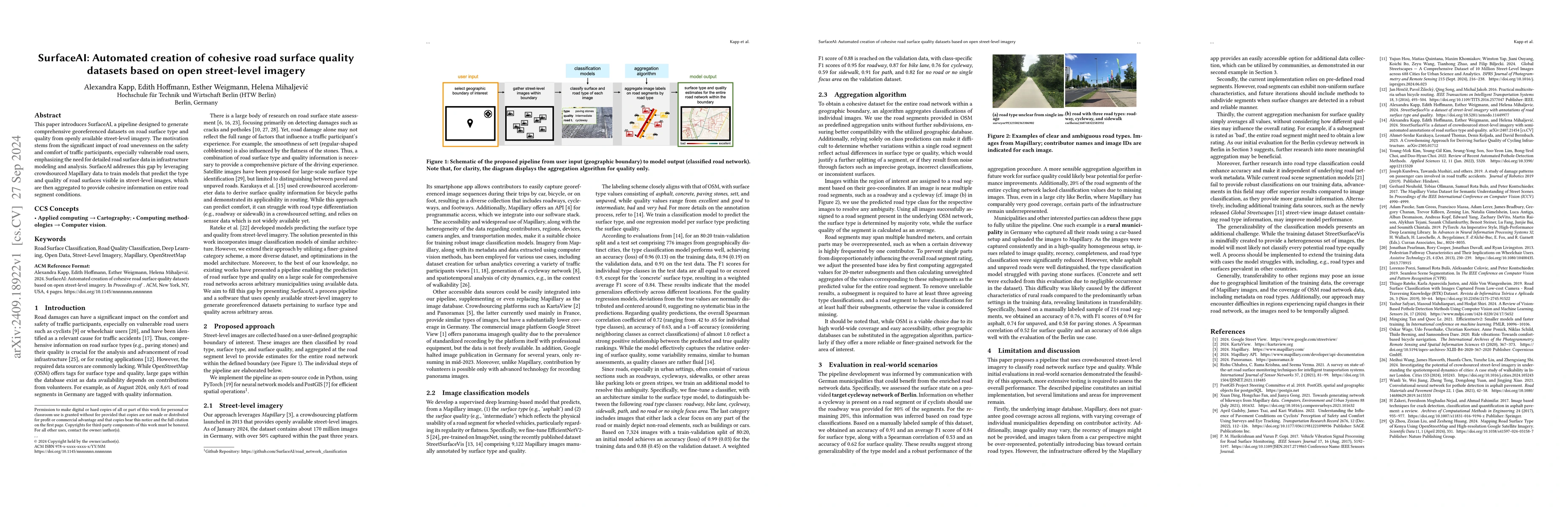 Thumbnail for SurfaceAI: Automated creation of cohesive road surface quality datasets
  based on open street-level imagery
