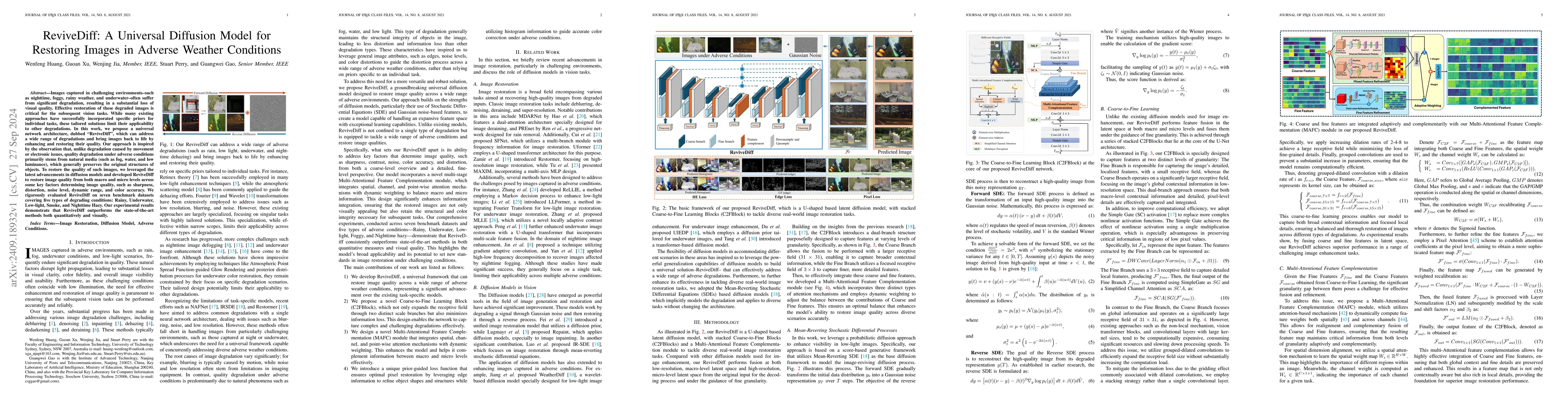 Thumbnail for ReviveDiff: A Universal Diffusion Model for Restoring Images in Adverse
  Weather Conditions