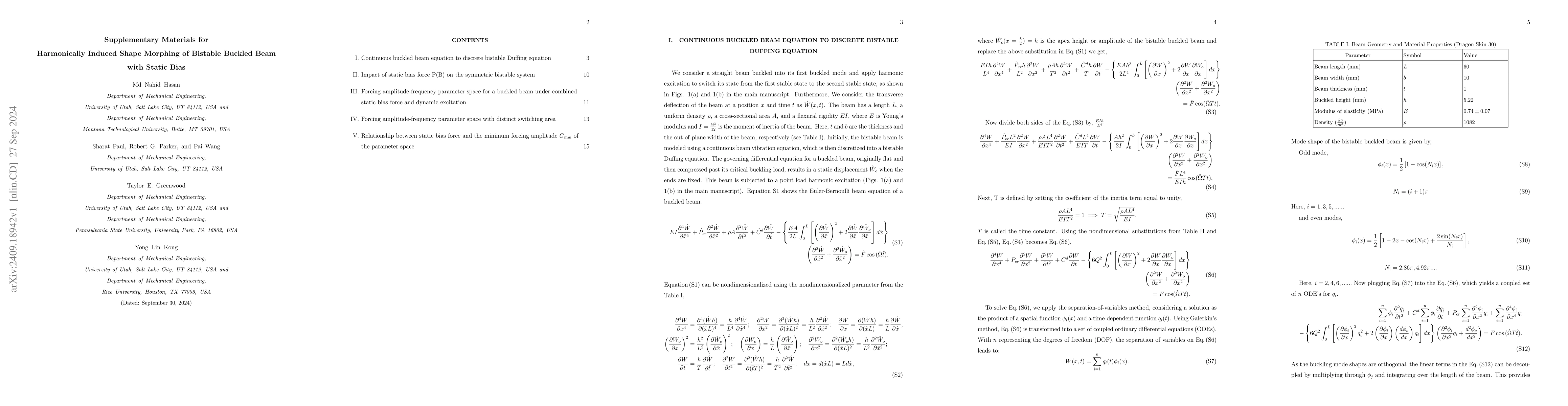 Thumbnail for Harmonically Induced Shape Morphing of Bistable Buckled Beam with Static
  Bias