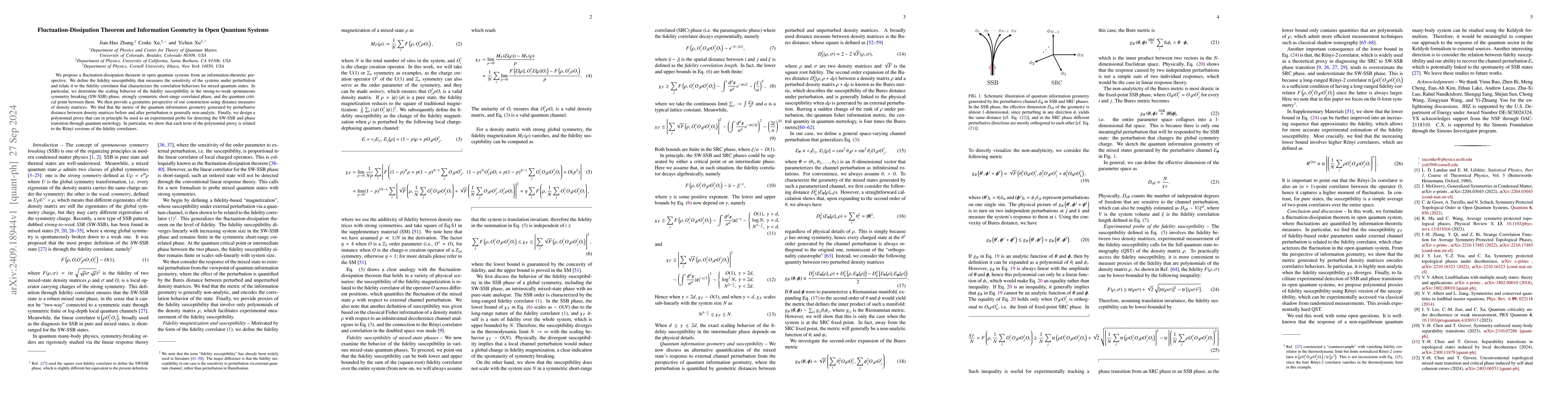 Thumbnail for Fluctuation-Dissipation Theorem and Information Geometry in Open Quantum
  Systems