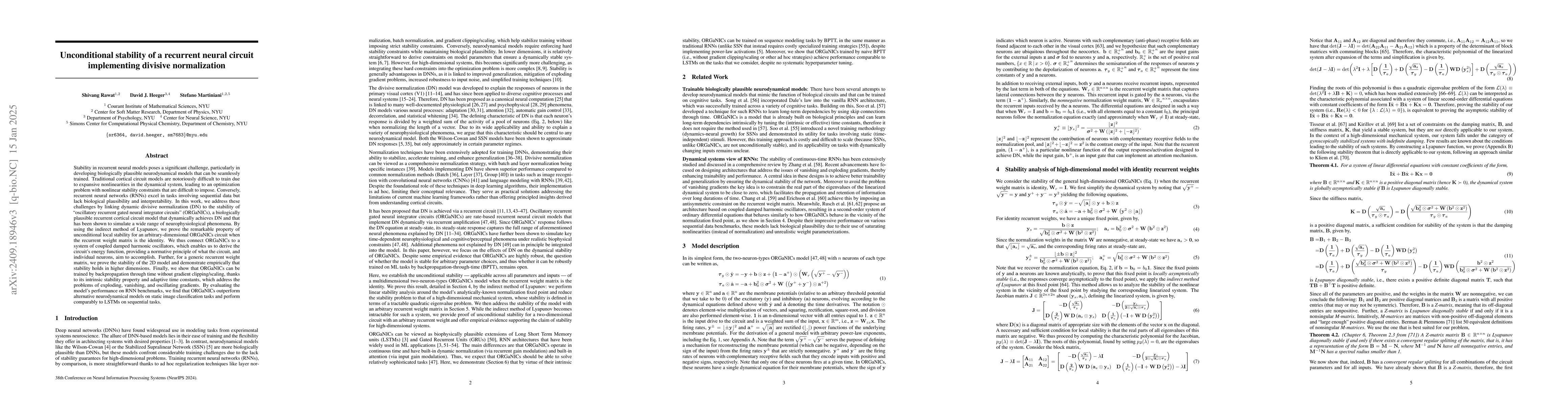 Thumbnail for Unconditional stability of a recurrent neural circuit implementing
  divisive normalization