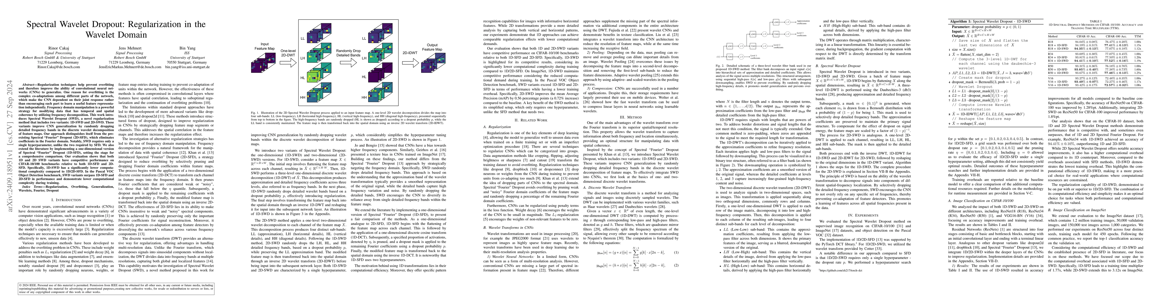 Thumbnail for Spectral Wavelet Dropout: Regularization in the Wavelet Domain