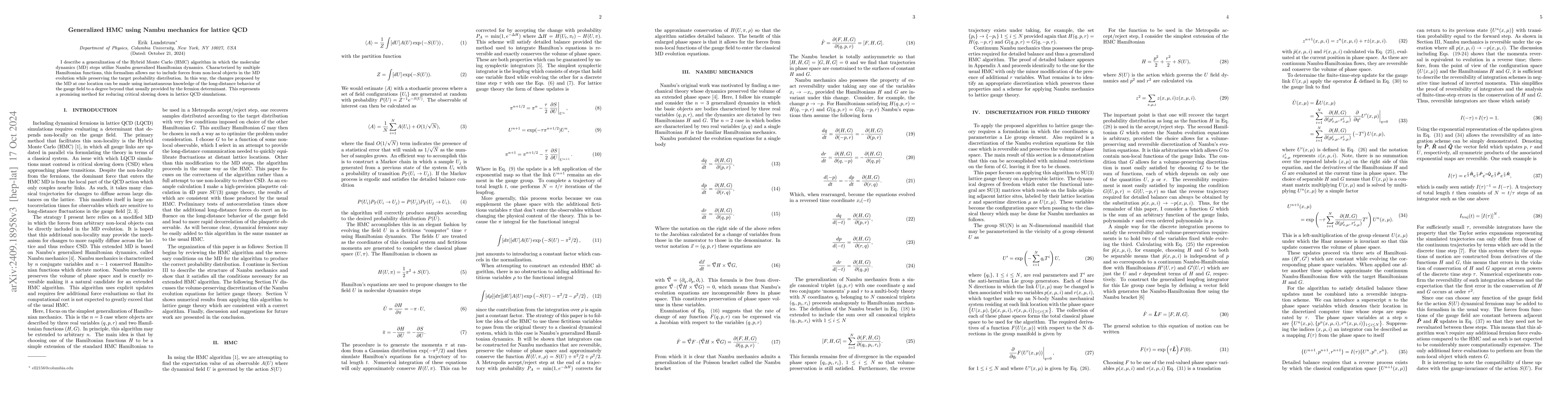 Thumbnail for Generalized HMC using Nambu mechanics for lattice QCD