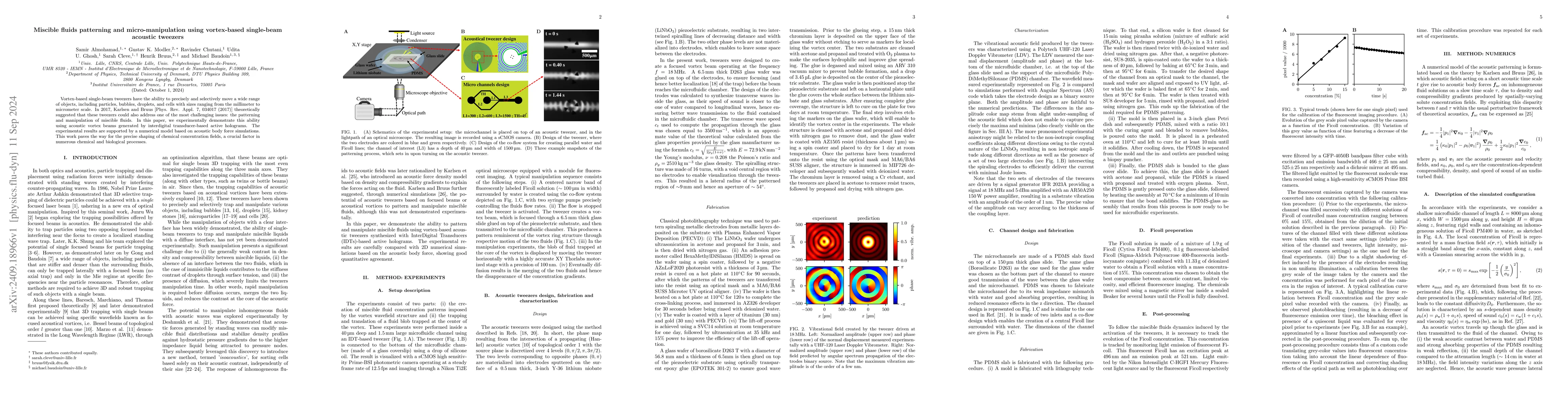 Thumbnail for Miscible fluids patterning and micro-manipulation using vortex-based
  single-beam acoustic tweezers