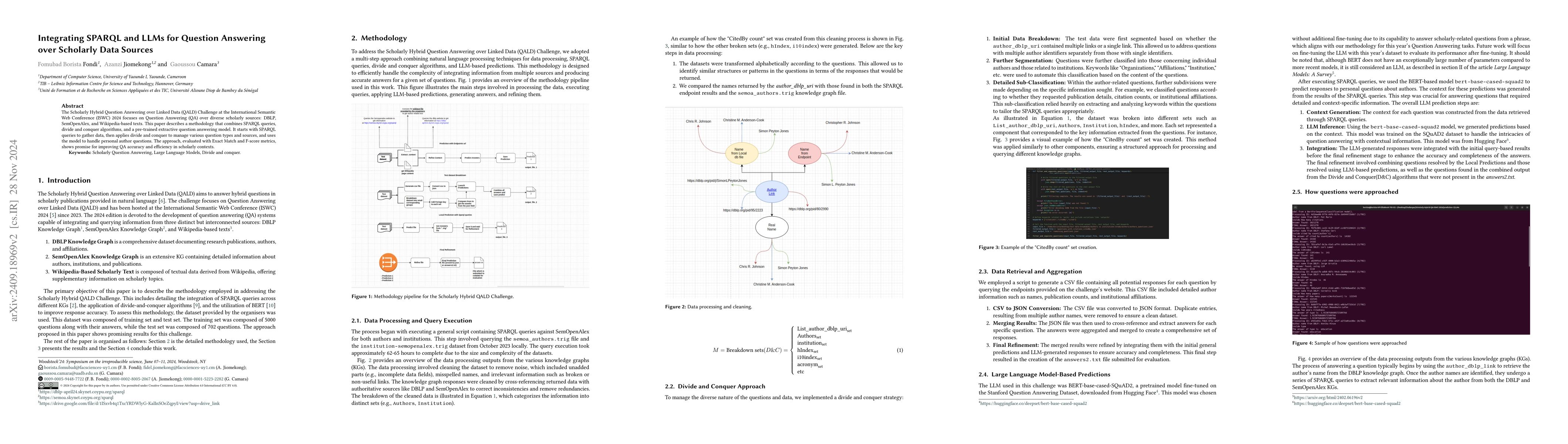 Thumbnail for Integrating SPARQL and LLMs for Question Answering over Scholarly Data
  Sources