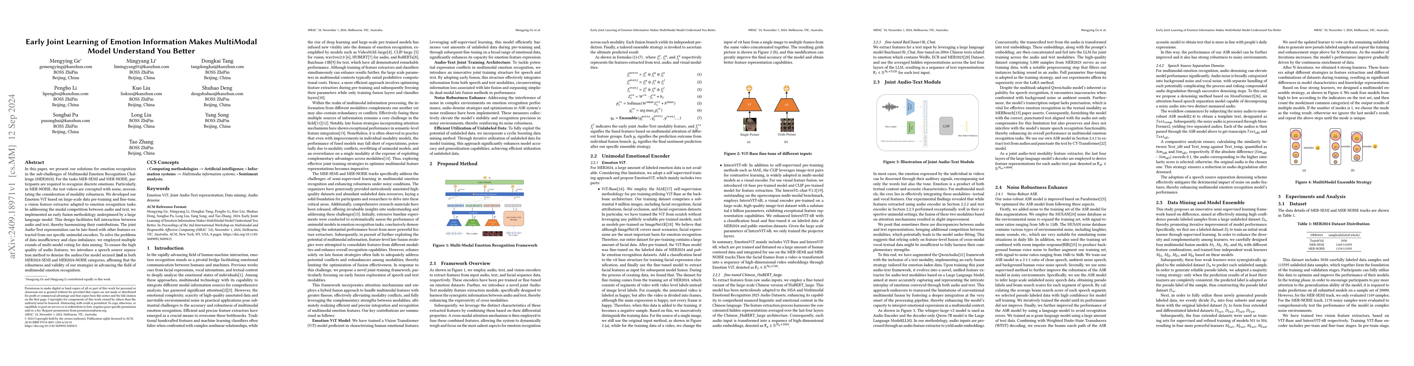 Thumbnail for Early Joint Learning of Emotion Information Makes MultiModal Model
  Understand You Better