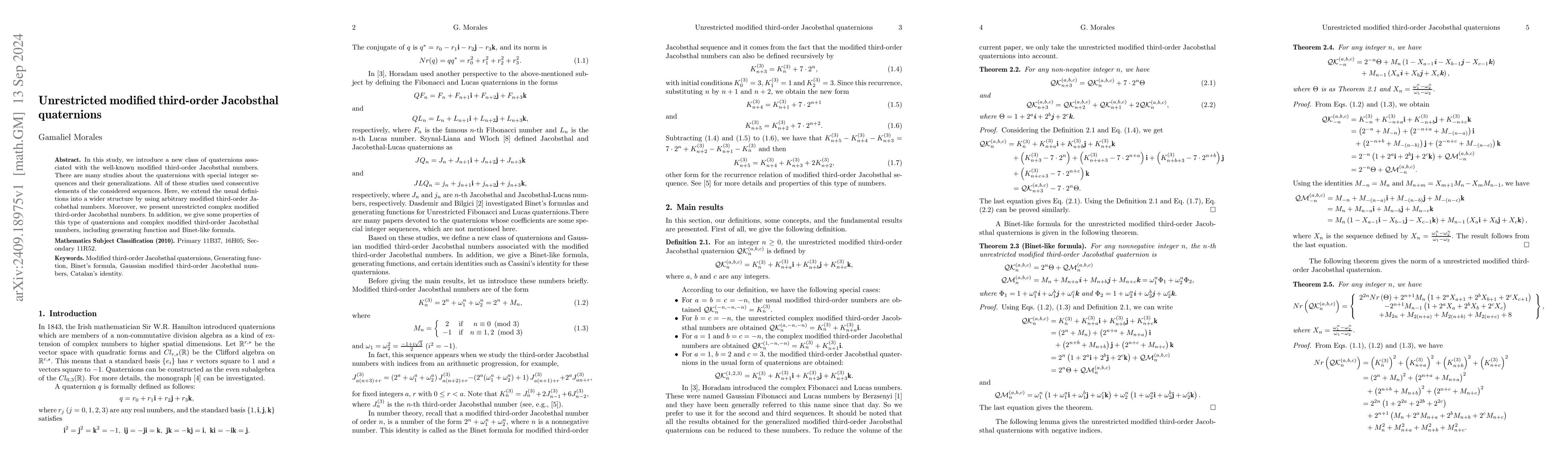 Thumbnail for Unrestricted modified third-order Jacobsthal quaternions