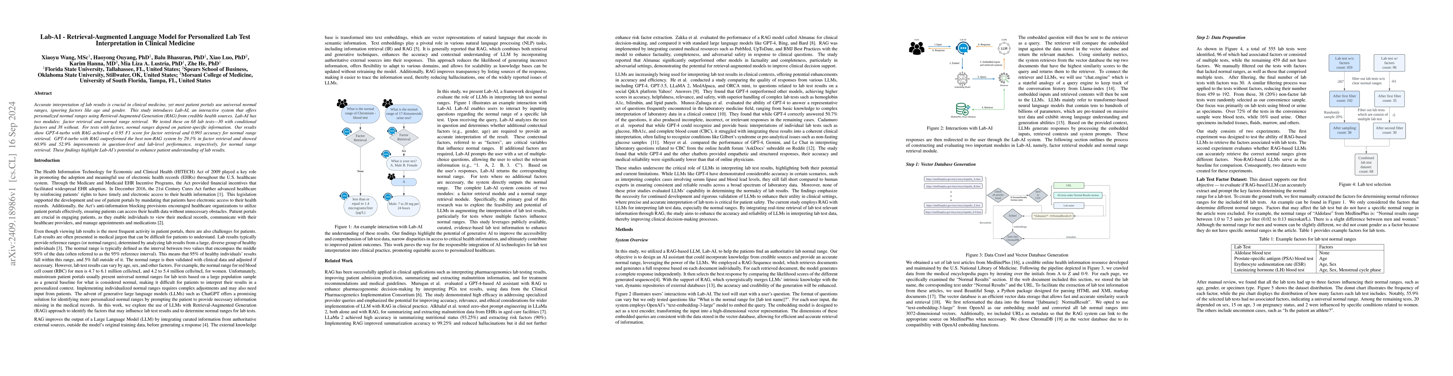 Thumbnail for Lab-AI -- Retrieval-Augmented Language Model for Personalized Lab Test
  Interpretation in Clinical Medicine