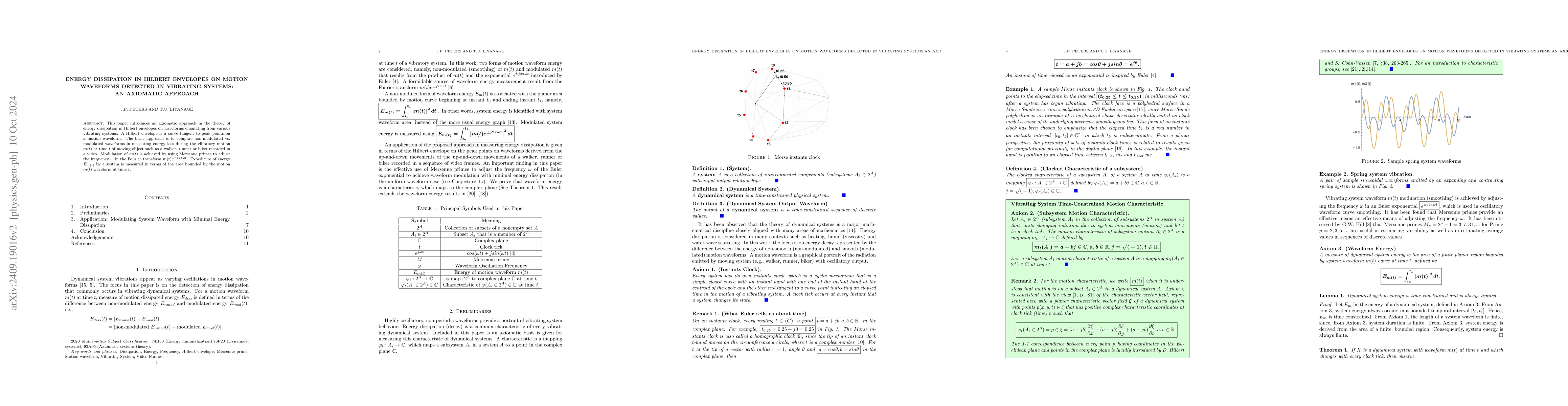 Thumbnail for Energy Dissipation in Hilbert Envelopes on Motion Waveforms Detected in
  Vibrating Systems: An Axiomatic Approach