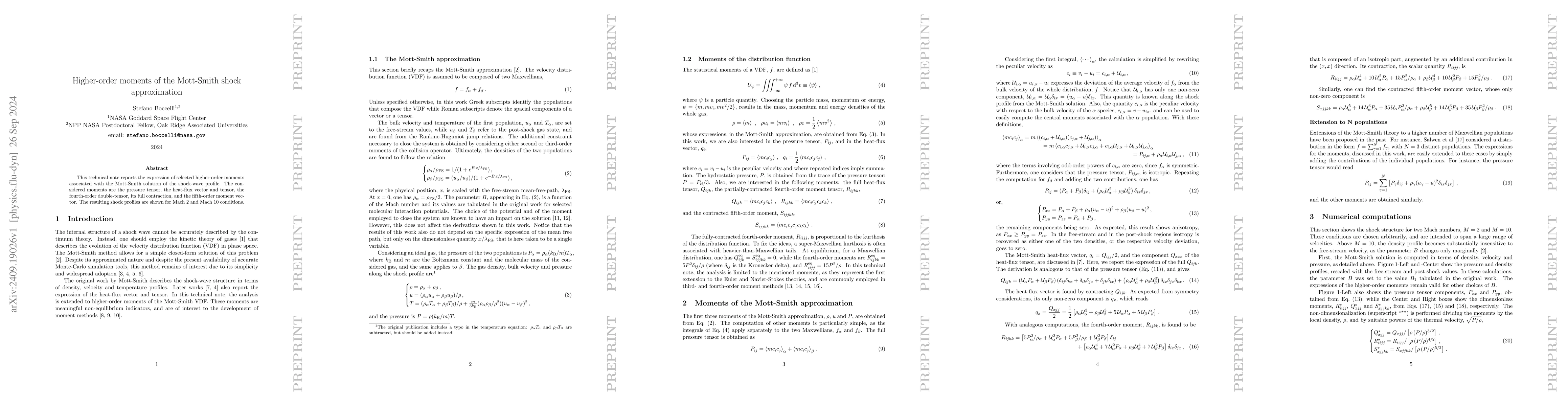 Thumbnail for Higher-order moments of the Mott-Smith shock approximation