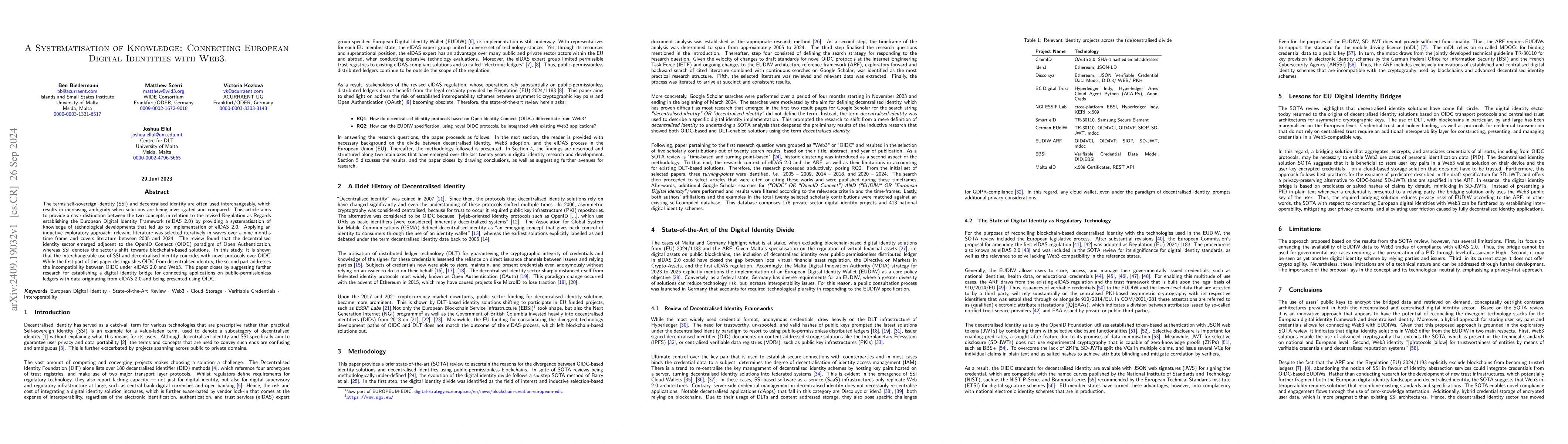 Thumbnail for A Systematisation of Knowledge: Connecting European Digital Identities
  with Web3