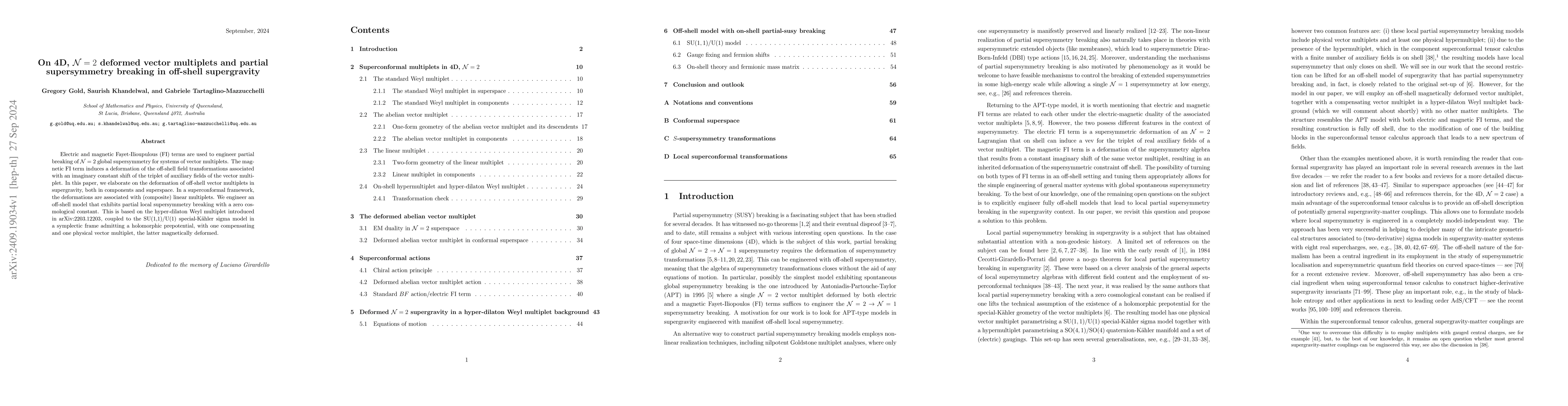 Thumbnail for On 4D, ${\mathcal{N}=2}$ deformed vector multiplets and partial
  supersymmetry breaking in off-shell supergravity