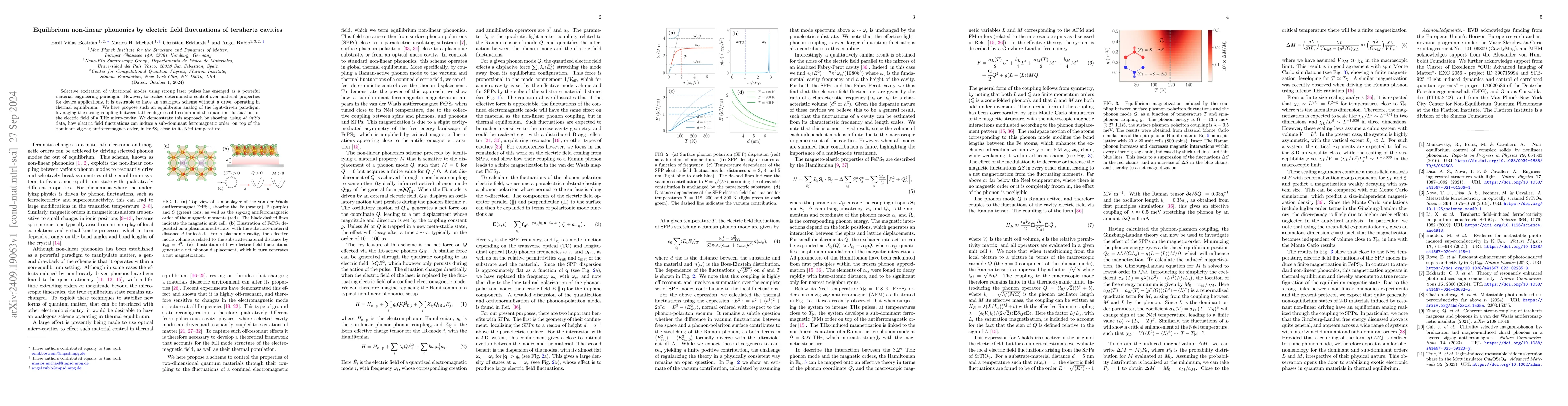 Thumbnail for Equilibrium non-linear phononics by electric field fluctuations of
  terahertz cavities