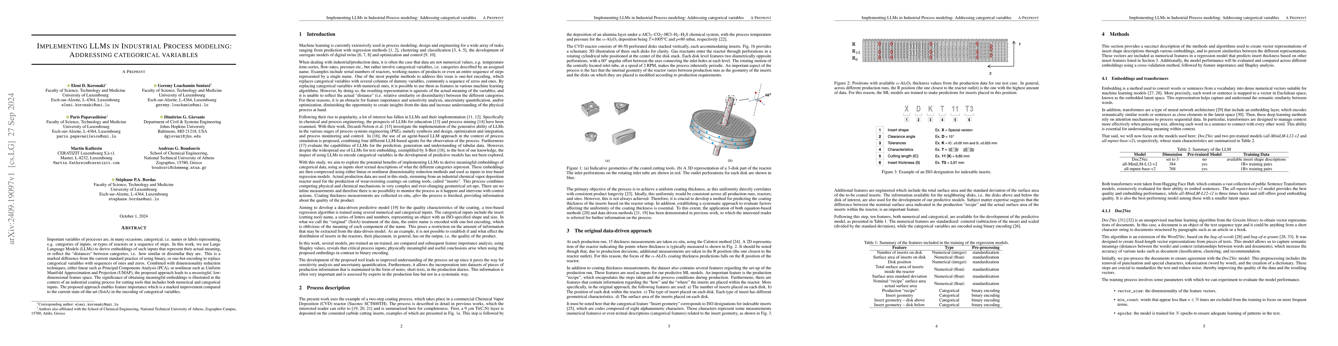Thumbnail for Implementing LLMs in industrial process modeling: Addressing Categorical
  Variables