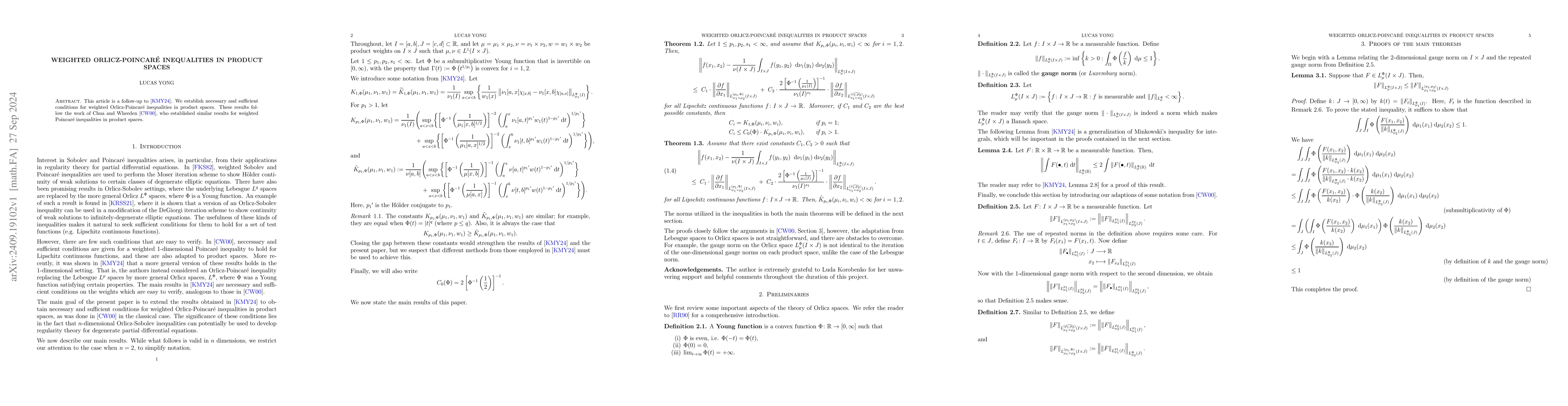 Thumbnail for Weighted Orlicz-Poincaré inequalities in product spaces