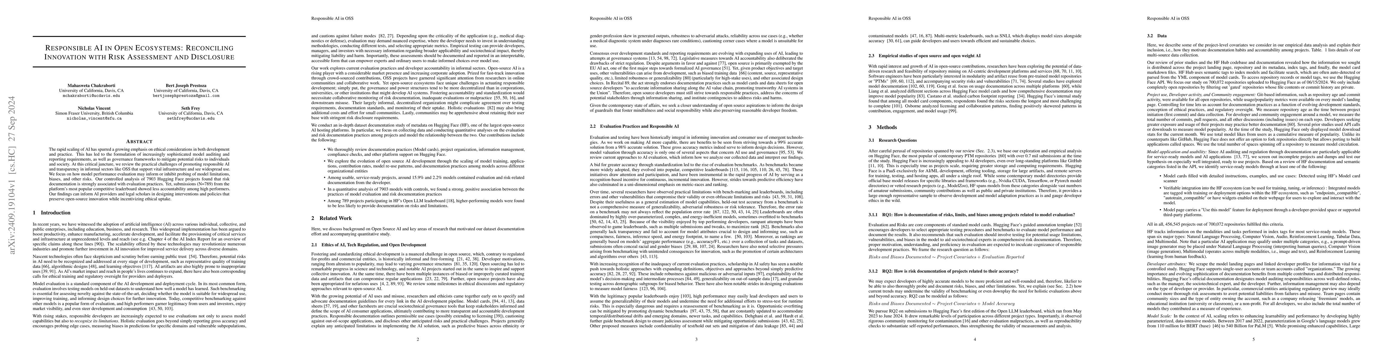 Thumbnail for Responsible AI in Open Ecosystems: Reconciling Innovation with Risk
  Assessment and Disclosure