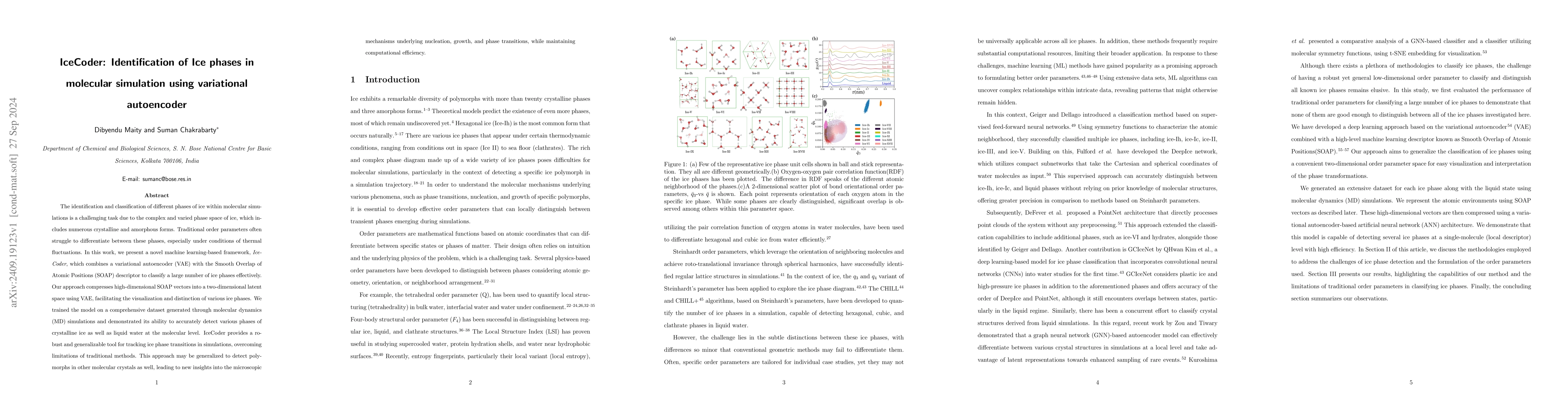 Thumbnail for IceCoder: Identification of Ice phases in molecular simulation using
  variational autoencoder