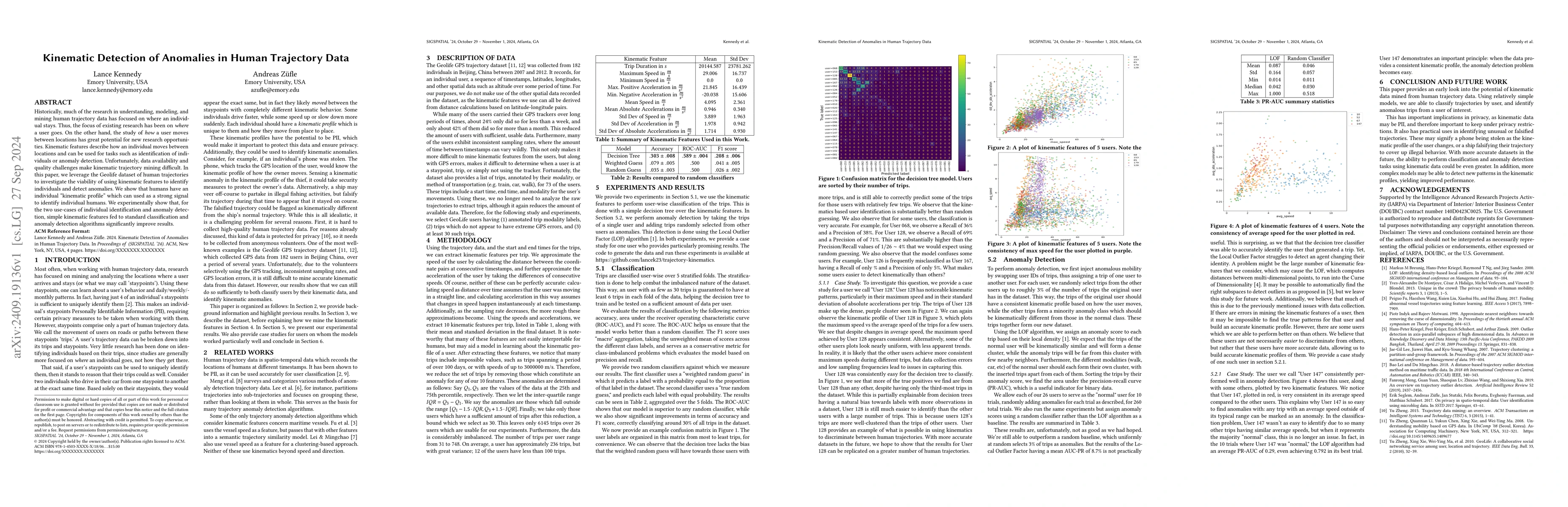 Thumbnail for Kinematic Detection of Anomalies in Human Trajectory Data