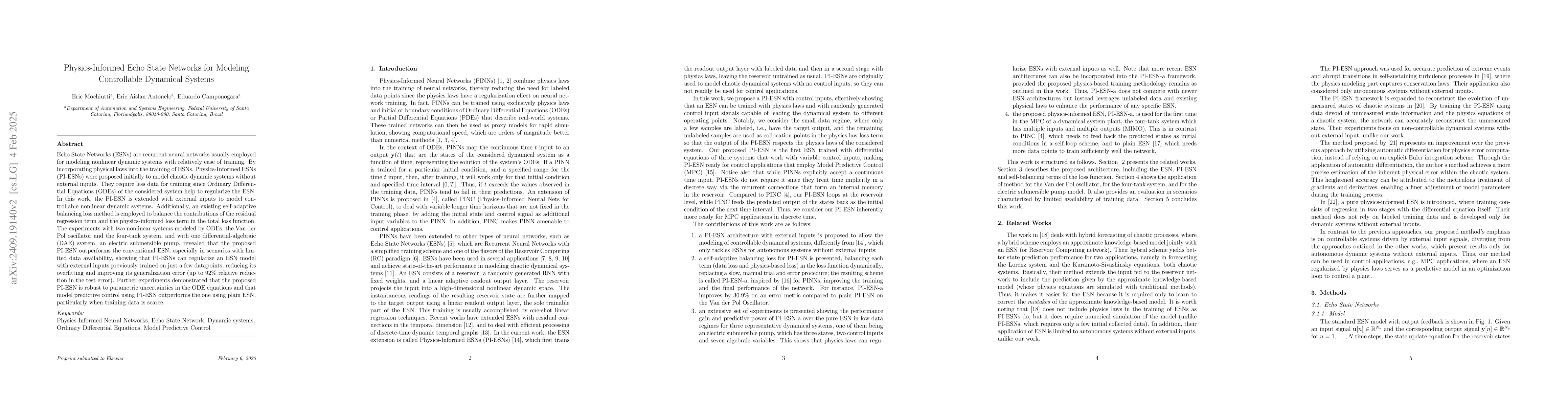 Thumbnail for Physics-Informed Echo State Networks for Modeling Controllable Dynamical
  Systems