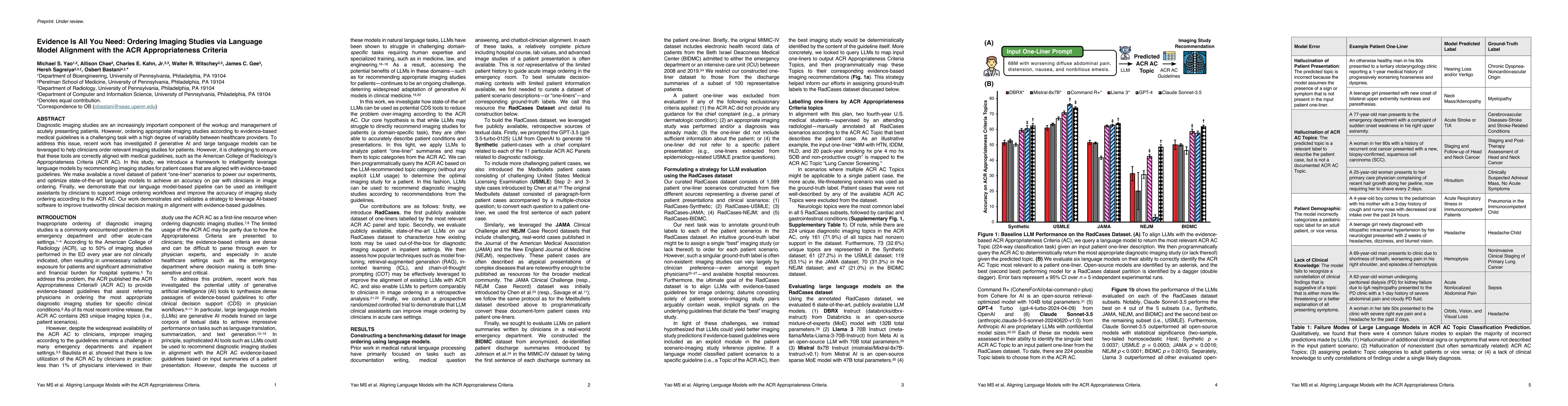 Thumbnail for Evidence Is All You Need: Ordering Imaging Studies via Language Model
  Alignment with the ACR Appropriateness Criteria