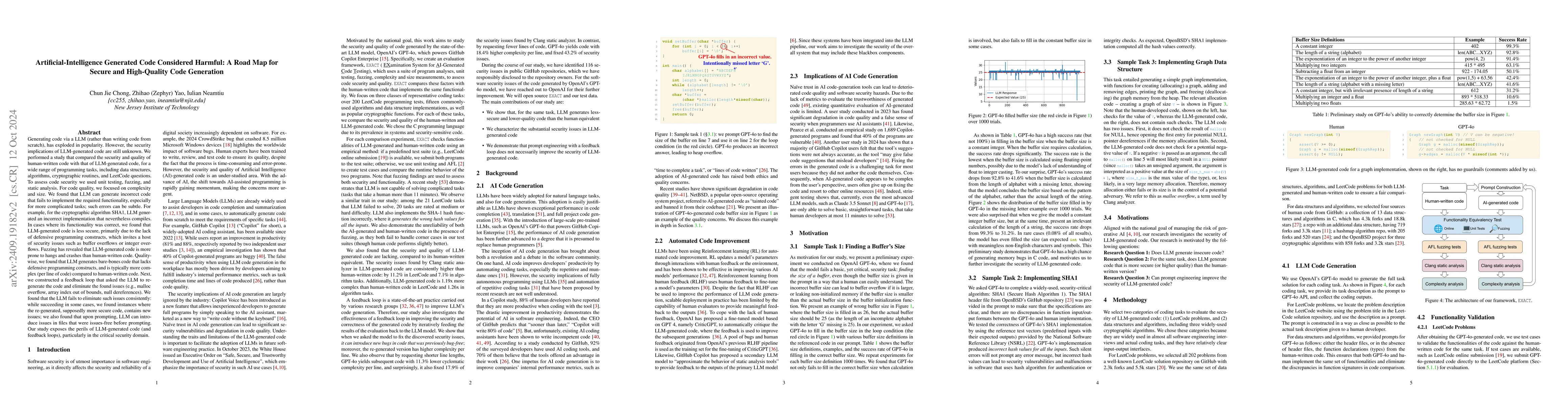 Thumbnail for Artificial-Intelligence Generated Code Considered Harmful: A Road Map
  for Secure and High-Quality Code Generation