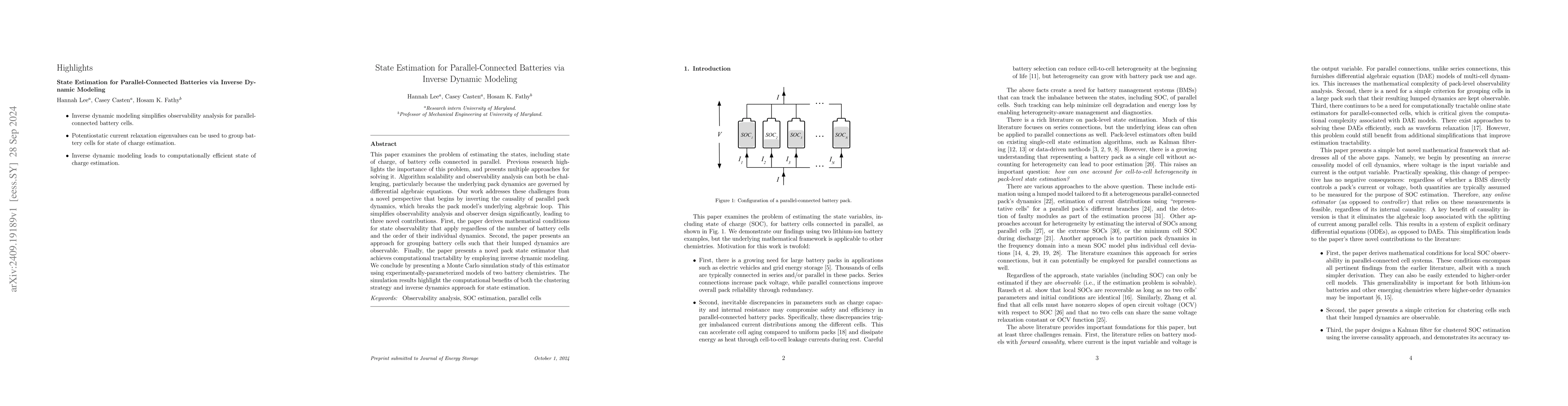 Thumbnail for State estimation for parallel-connected batteries via inverse dynamic
  modeling