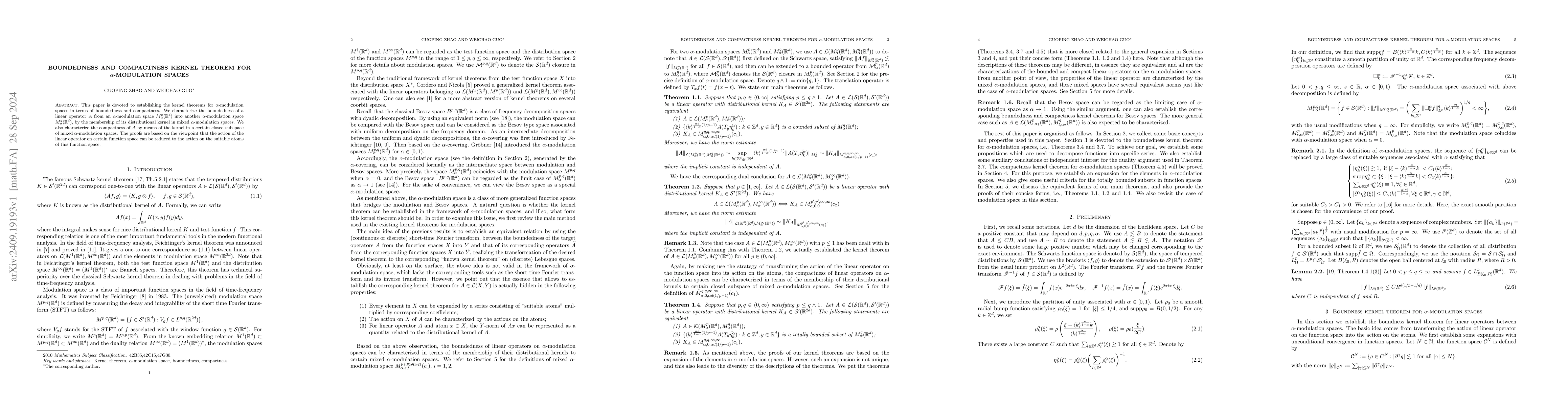 Thumbnail for Boundedness and compactness kernel theorem for $α$-modulation
  spaces