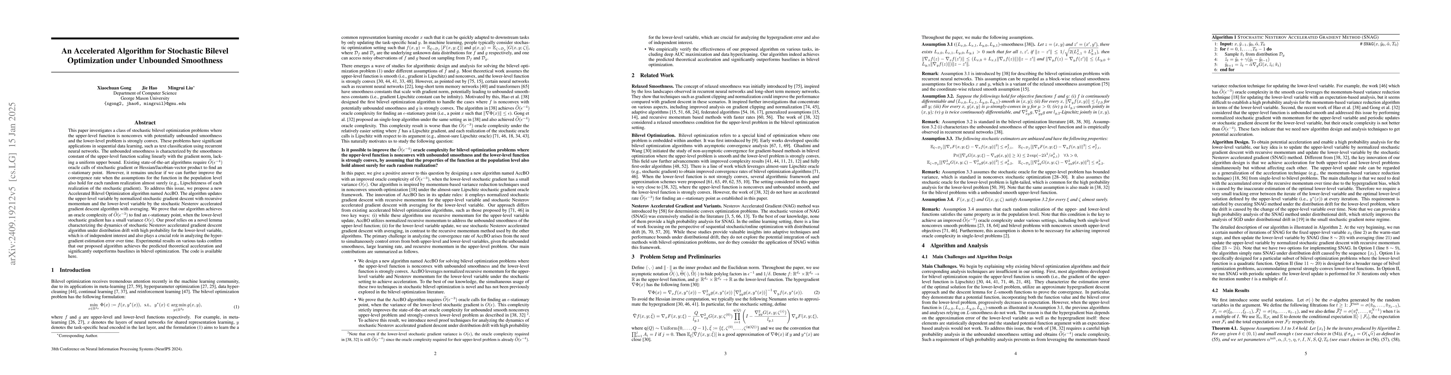 Thumbnail for An Accelerated Algorithm for Stochastic Bilevel Optimization under
  Unbounded Smoothness
