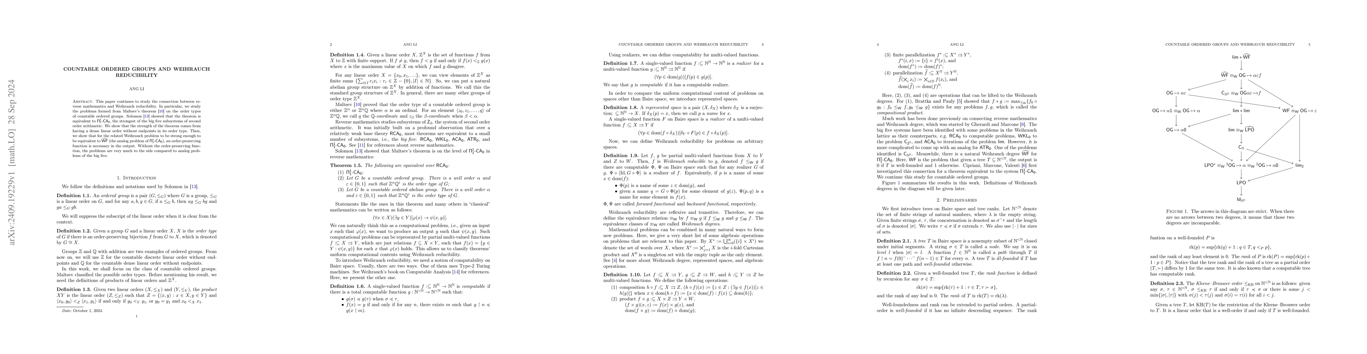 Thumbnail for Countable Ordered Groups and Weihrauch Reducibility