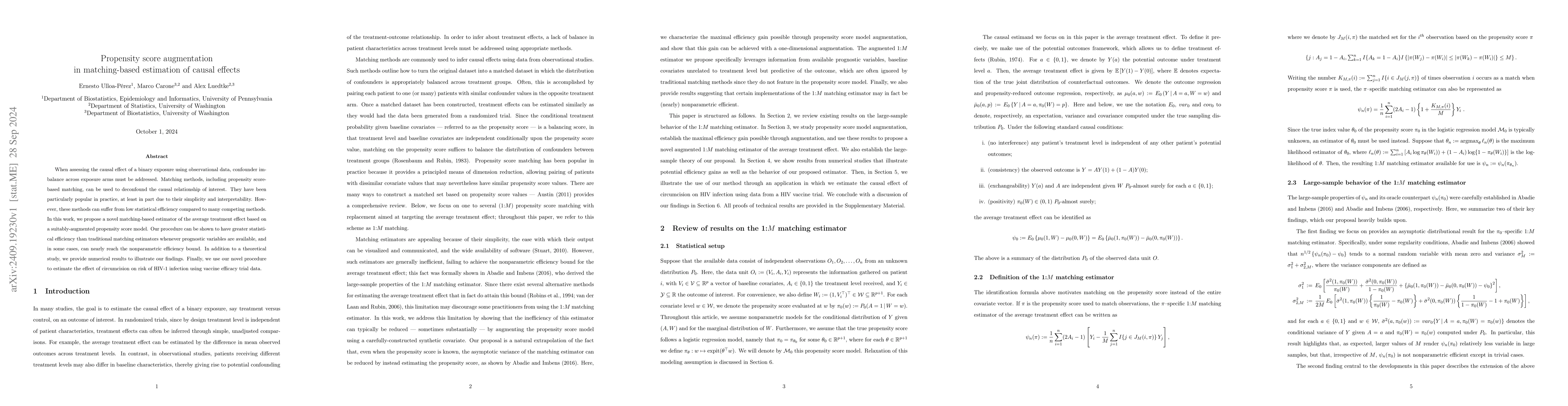 Thumbnail for Propensity Score Augmentation in Matching-based Estimation of Causal
  Effects