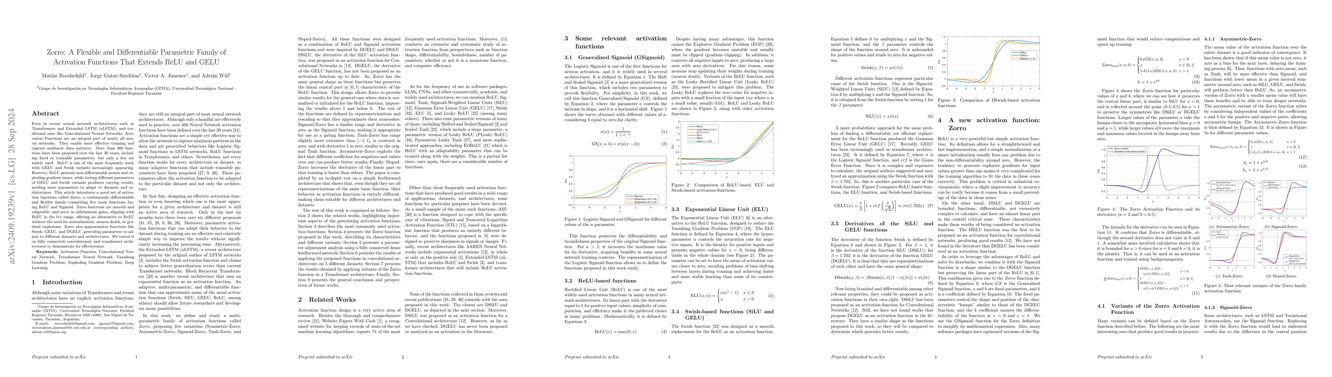 Thumbnail for Zorro: A Flexible and Differentiable Parametric Family of Activation
  Functions That Extends ReLU and GELU