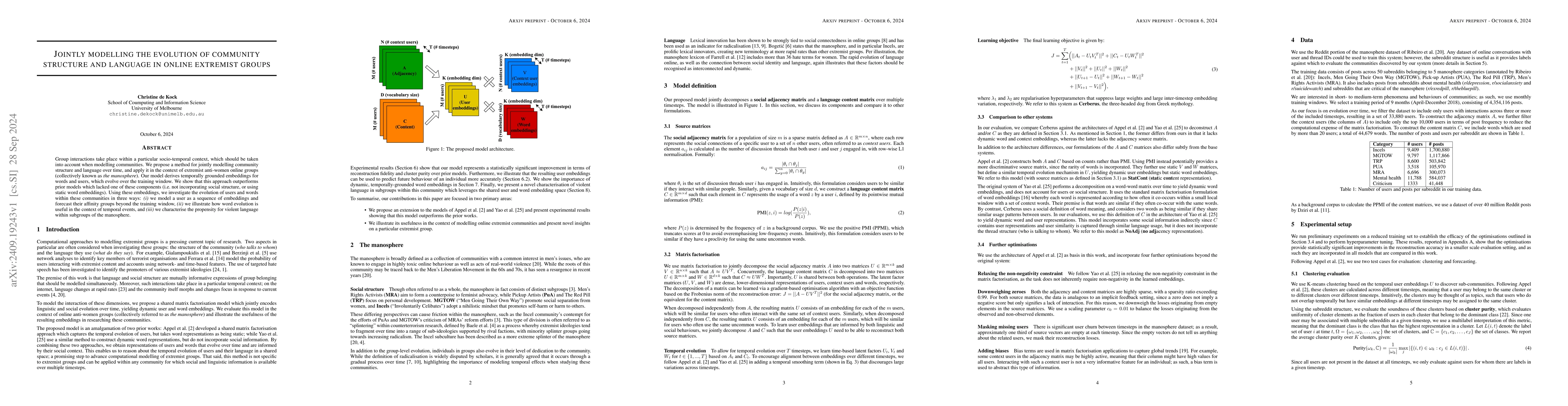 Thumbnail for Jointly modelling the evolution of community structure and language in
  online extremist groups