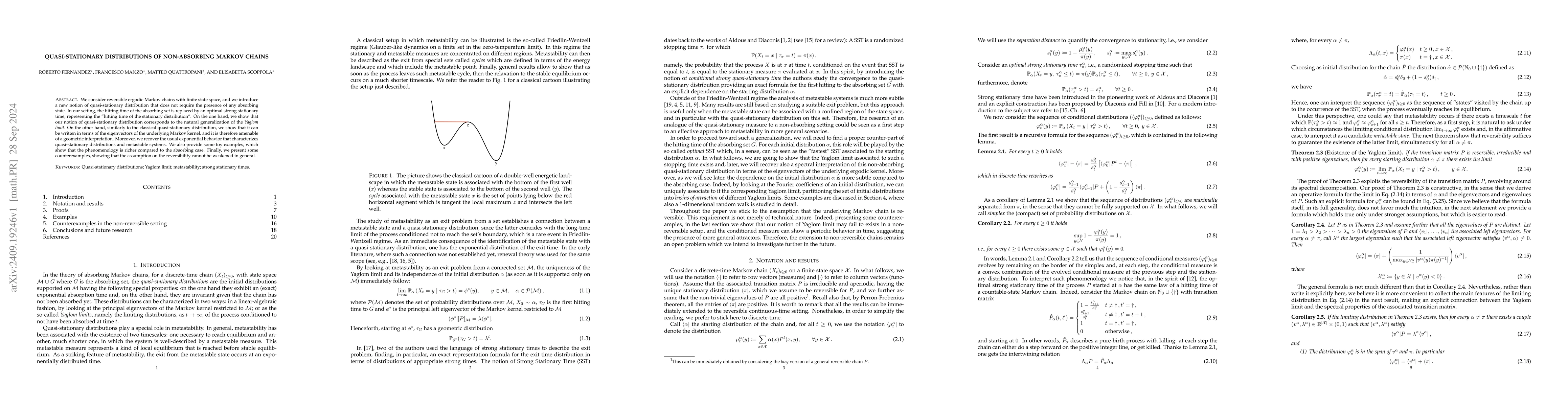 Thumbnail for Quasi-stationary distributions of non-absorbing Markov chains