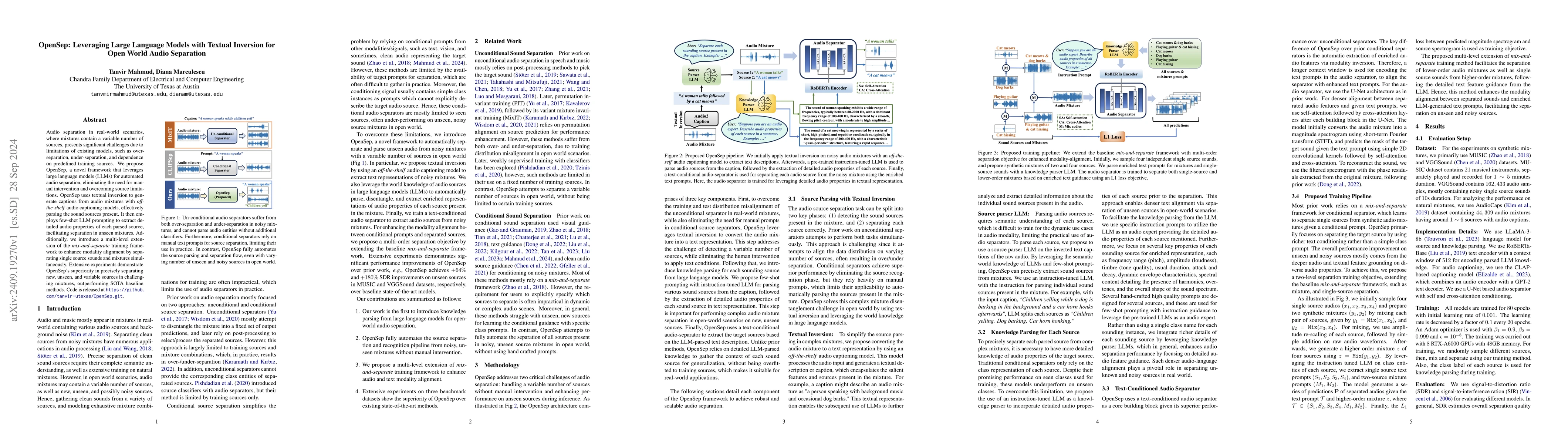 Thumbnail for OpenSep: Leveraging Large Language Models with Textual Inversion for
  Open World Audio Separation