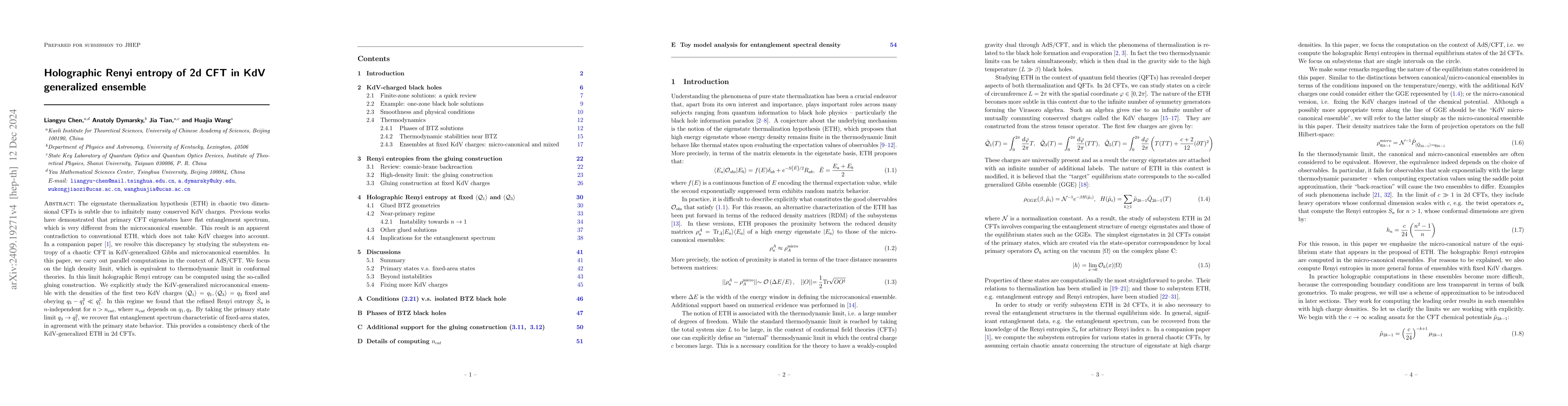Thumbnail for Holographic Renyi entropy of 2d CFT in KdV generalized ensemble
