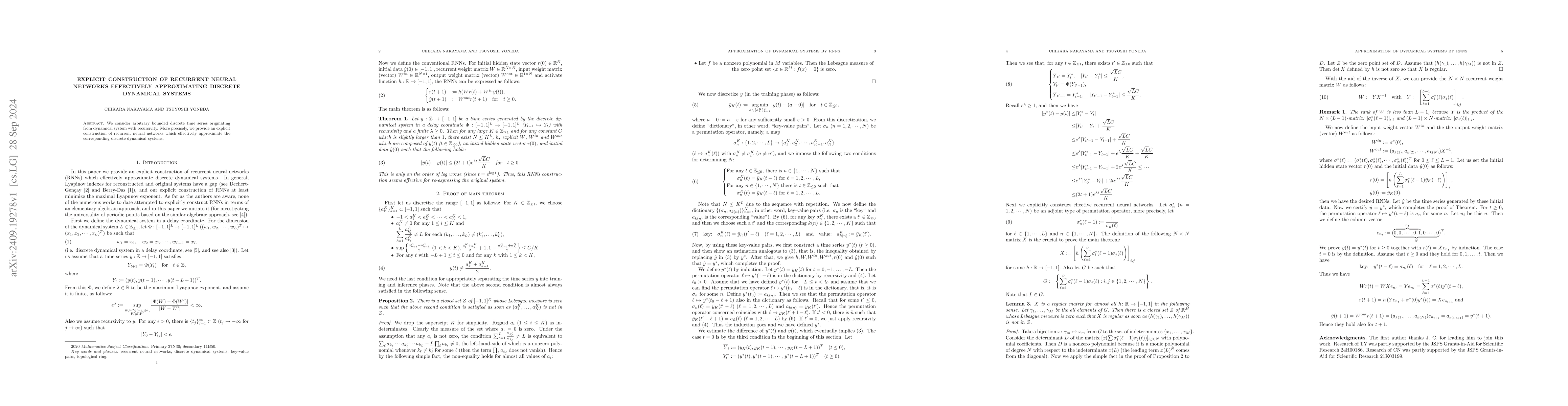 Thumbnail for Explicit construction of recurrent neural networks effectively
  approximating discrete dynamical systems