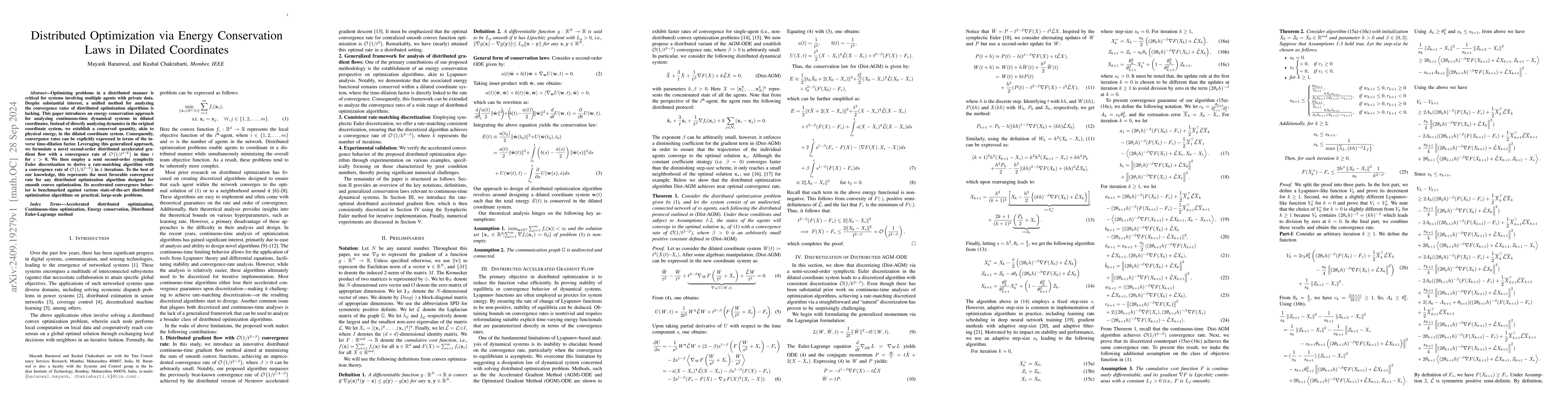 Thumbnail for Distributed Optimization via Energy Conservation Laws in Dilated
  Coordinates