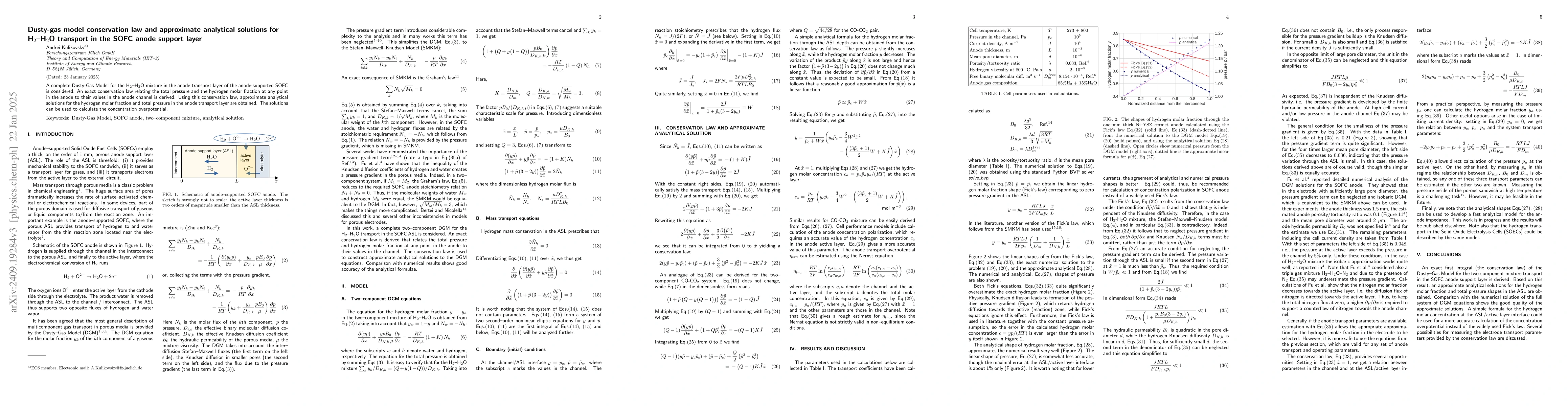 Thumbnail for Dusty-gas model conservation law and approximate analytical solutions
  for H$_2$--H$_2$O transport in the SOFC anode support layer