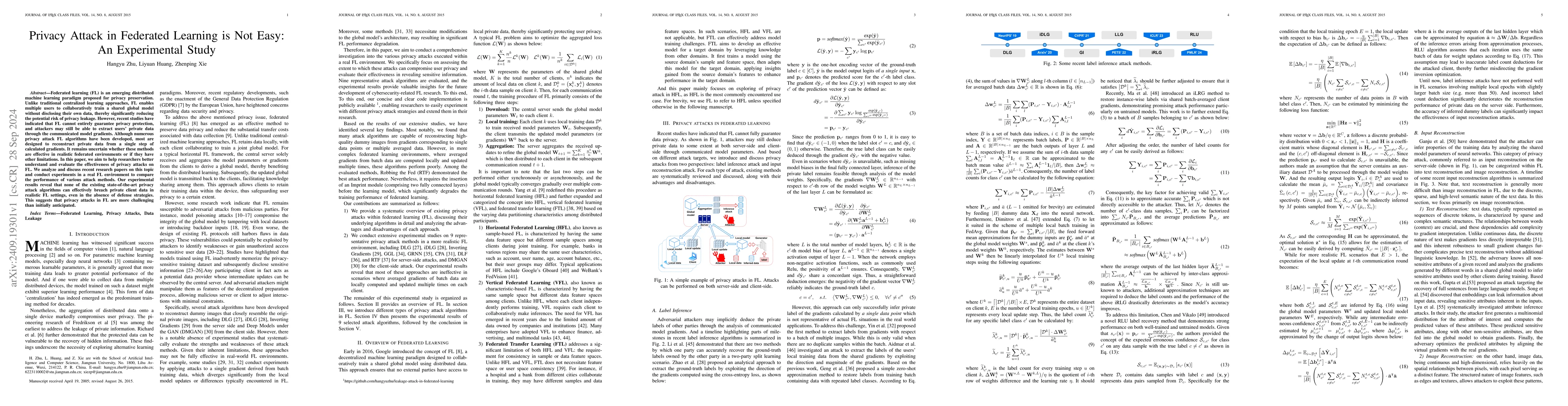 Thumbnail for Privacy Attack in Federated Learning is Not Easy: An Experimental Study