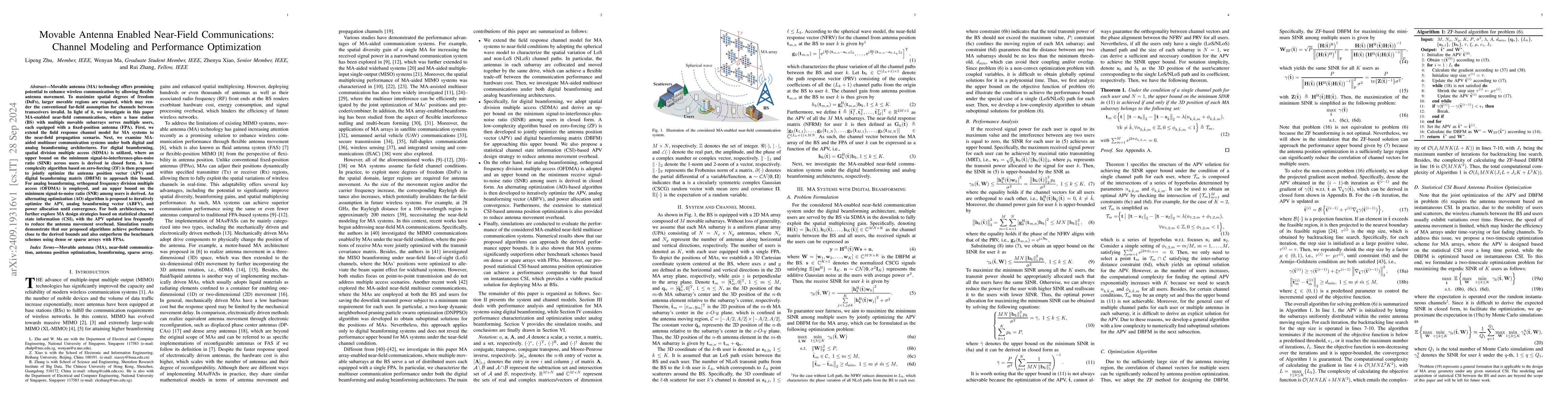 Thumbnail for Movable Antenna Enabled Near-Field Communications: Channel Modeling and
  Performance Optimization