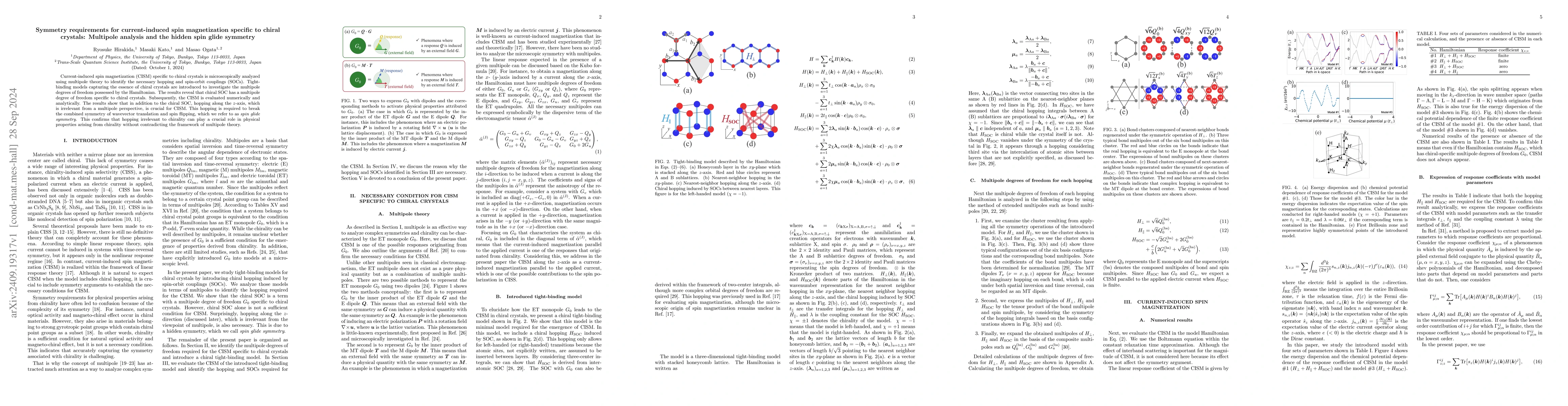 Thumbnail for Symmetry requirements for current-induced spin magnetization specific to
  chiral crystals: Multipole analysis and the hidden spin glide symmetry