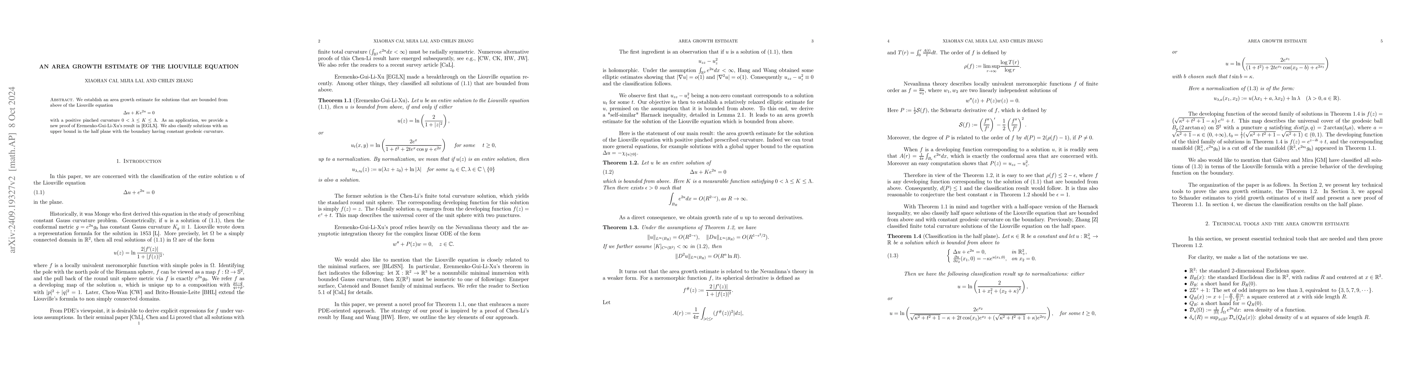 Thumbnail for An area growth estimate of the Liouville equation