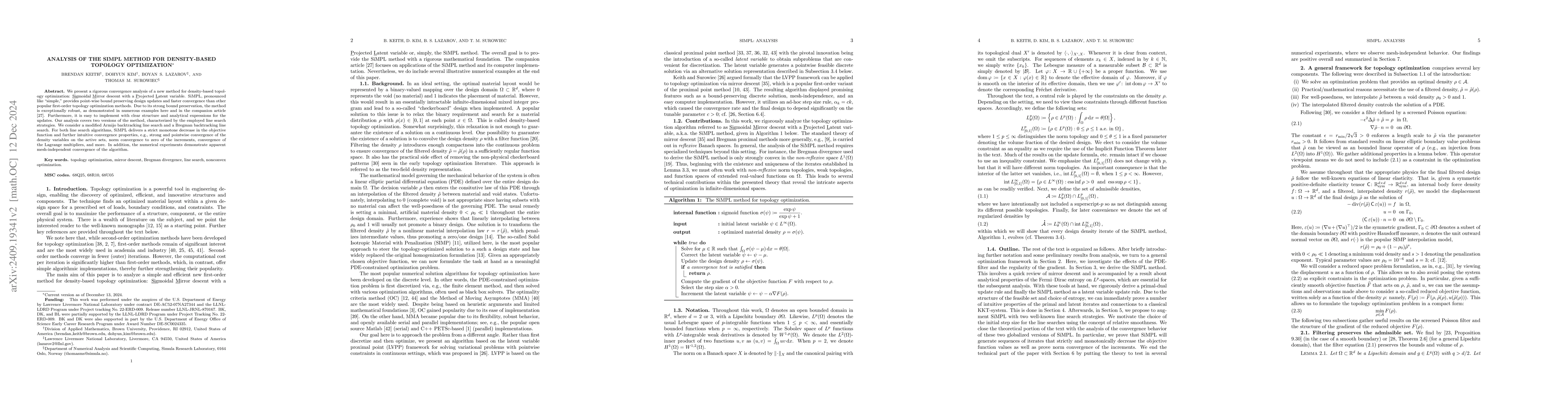 Thumbnail for Analysis of the SiMPL method for density-based topology optimization