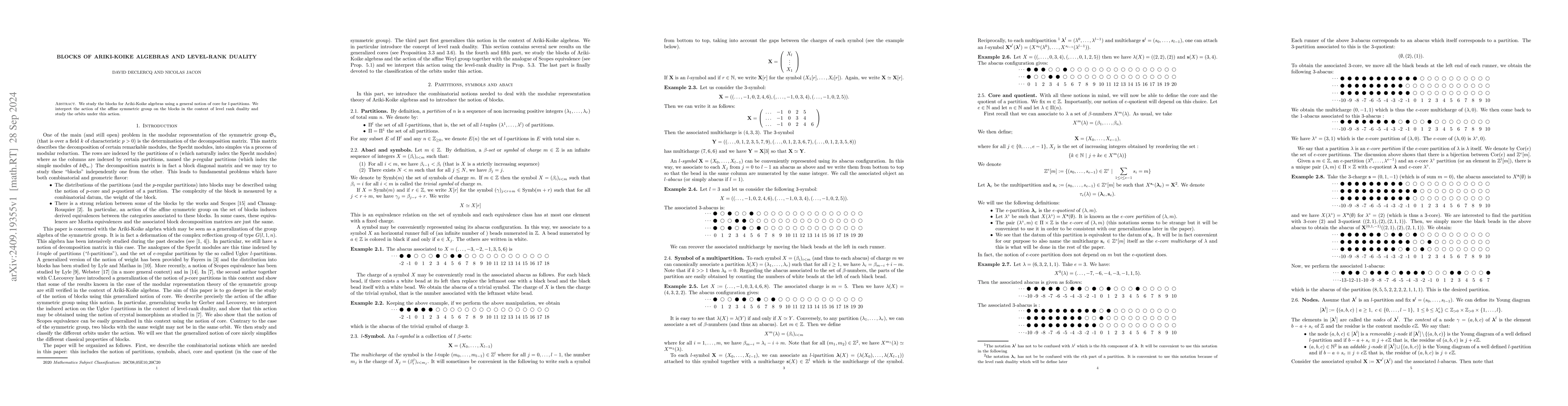 Thumbnail for Blocks of Ariki-Koike algebras and level-rank duality