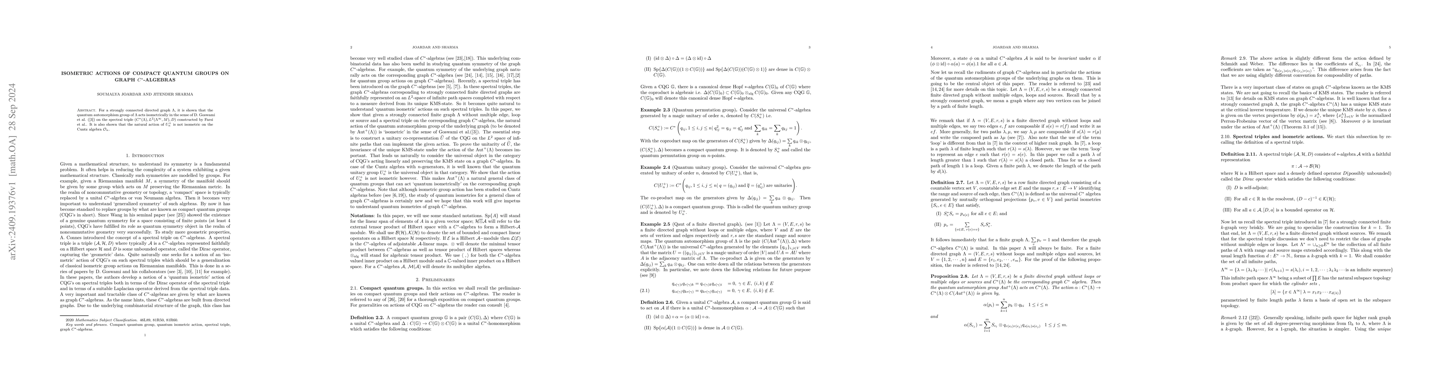 Thumbnail for Isometric actions of compact quantum groups on graph C*-algebras