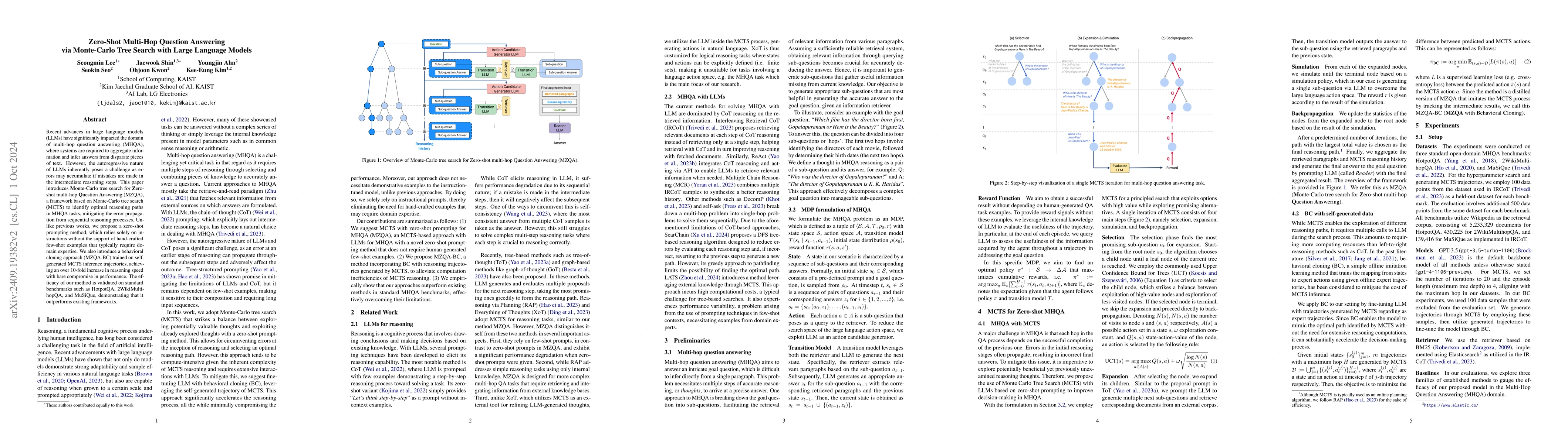 Thumbnail for Zero-Shot Multi-Hop Question Answering via Monte-Carlo Tree Search with
  Large Language Models