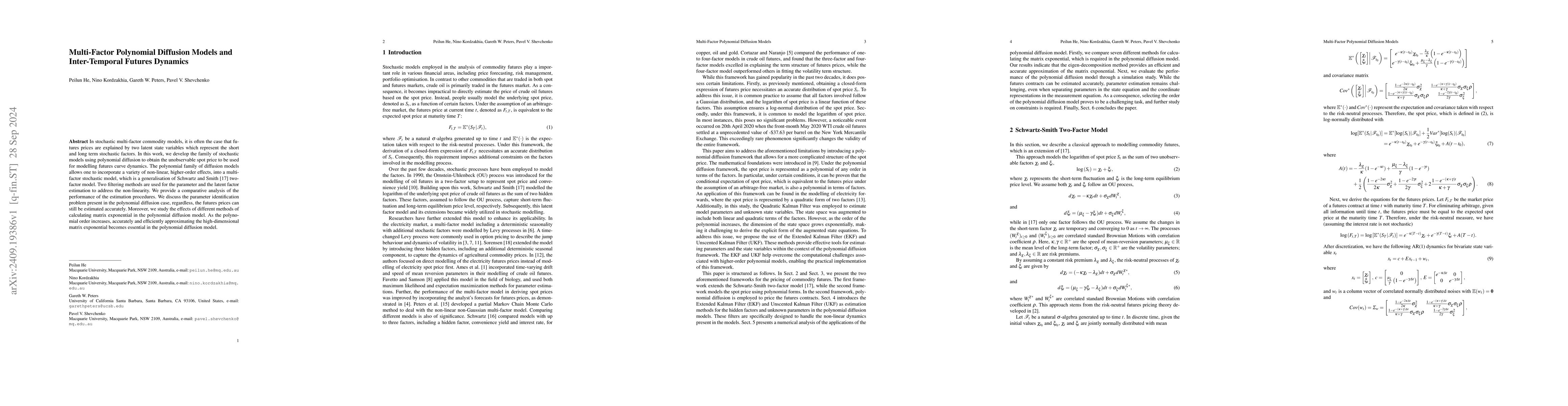 Thumbnail for Multi-Factor Polynomial Diffusion Models and Inter-Temporal Futures
  Dynamics