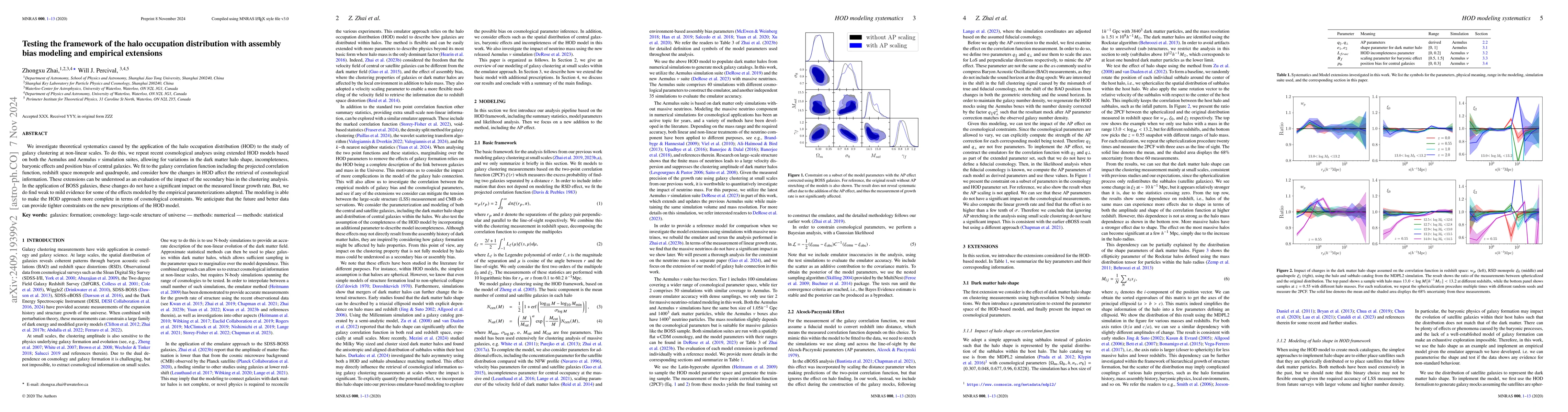 Thumbnail for Testing the framework of the halo occupation distribution with assembly
  bias modeling and empirical extensions