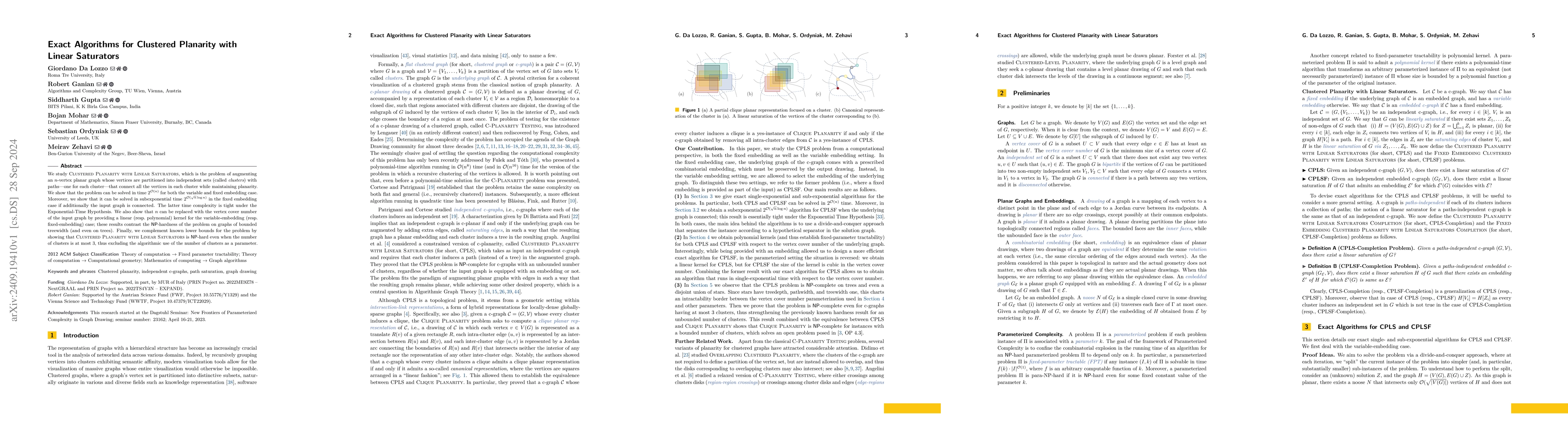 Thumbnail for Exact Algorithms for Clustered Planarity with Linear Saturators